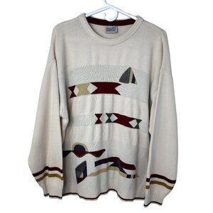 Maselli Knitwear Mens Vintage Sweater Size L Made In Austria Abstract Shapes